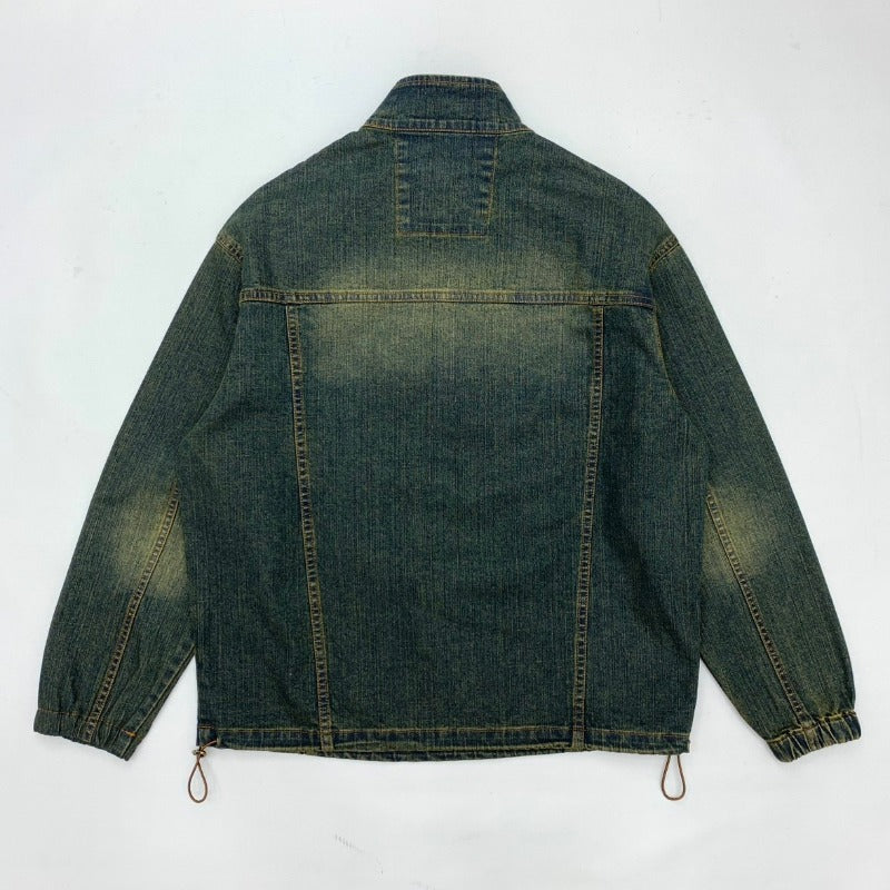 Herren Sportliche Jeansjacke mit Hohem Kragen Echo Archive