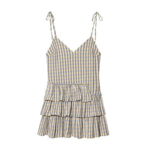 Damen luftiges V-Ausschnitt Sommerkleid mit Rüschen und verstellbaren Trägern Echo Archiv