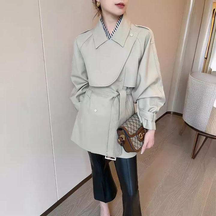 Damen Modernes Trenchcoat mit Taillengürtel Echoarchiv