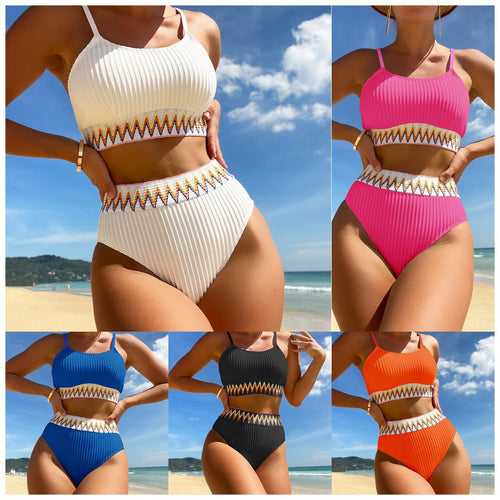 Damen Bunt gemusterter High-Waist Bikini Echo Archiv