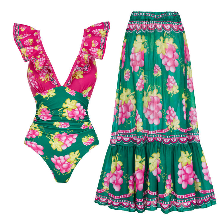 Damen Stylish Elegantes Badeanzug- und Rockset Echo Archiv