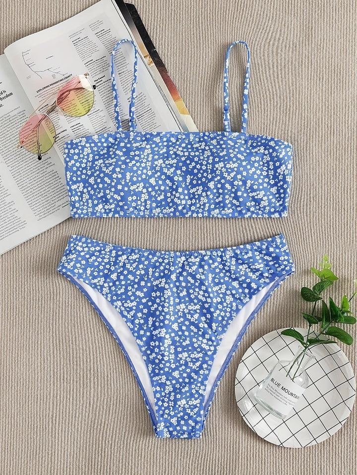 Damen Bandeau-Bikini mit verstellbaren Trägern und floralem Design Echo Archiv