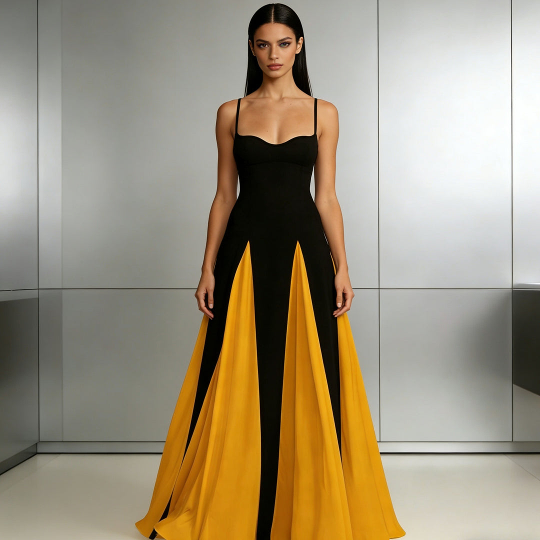 Damen Elegantes Abendkleid mit asymmetrischem Rock und zarten Trägern Echo Archiv