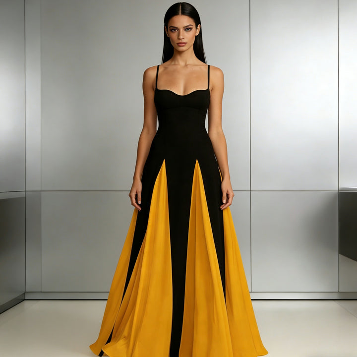 Damen Elegantes Abendkleid mit asymmetrischem Rock und zarten Trägern Echo Archiv
