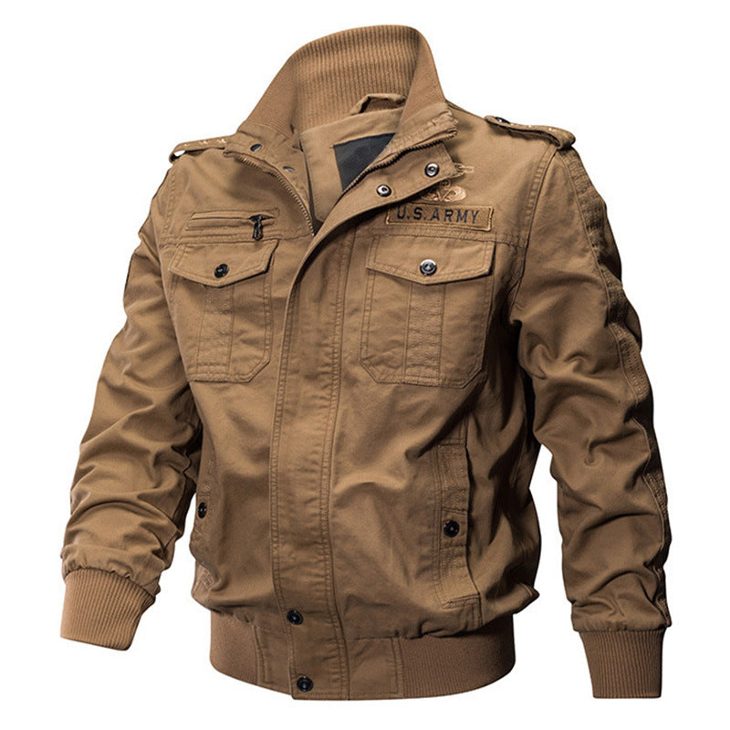 Herren nan militärisch inspiriertes Bomber-Fieldjacke mit Epauletten, verdecktem Reißverschluss und Klappbrusttaschen Echo Archiv