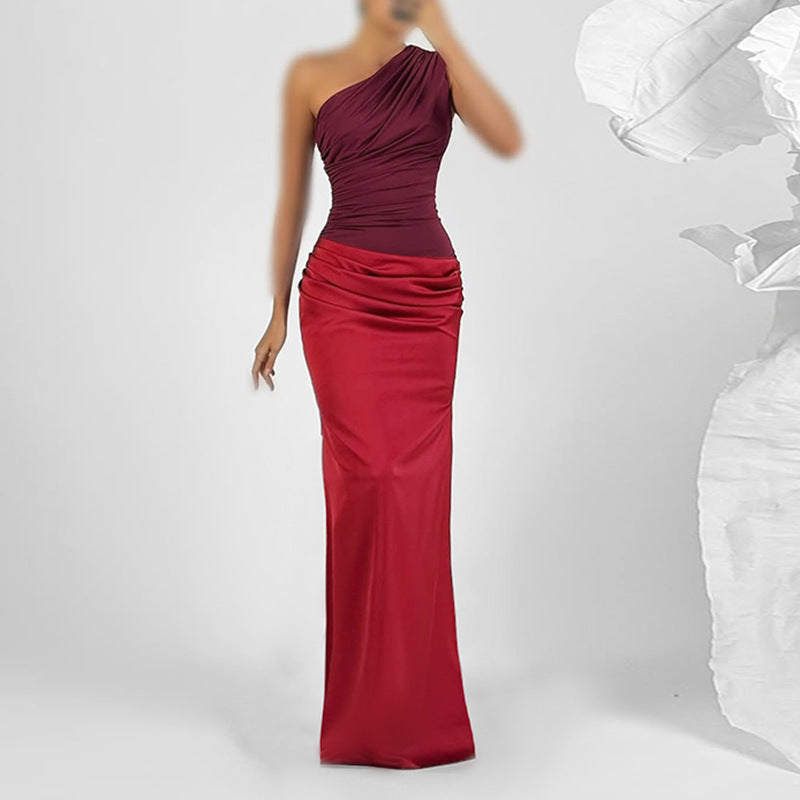 Damen elegantes Maxikleid mit asymmetrischem Oberteil und fließendem Saum Echo Archiv