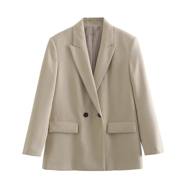 Damen nan taillierter Doppelreihiger Blazer mit schmalem Revers, aufgesetzten Pattentaschen und klarer Silhouette Echo Archiv