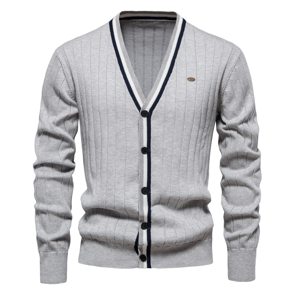 Herren Strickjacke mit elegantem V-Ausschnitt und feiner Rippstruktur Echoarchiv