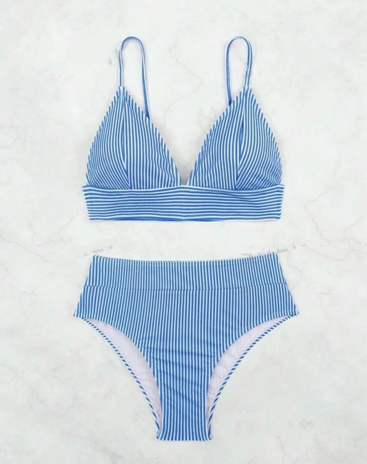 Damen Hochgeschnittener Bikini mit elegantem Streifenmuster Echo Archiv