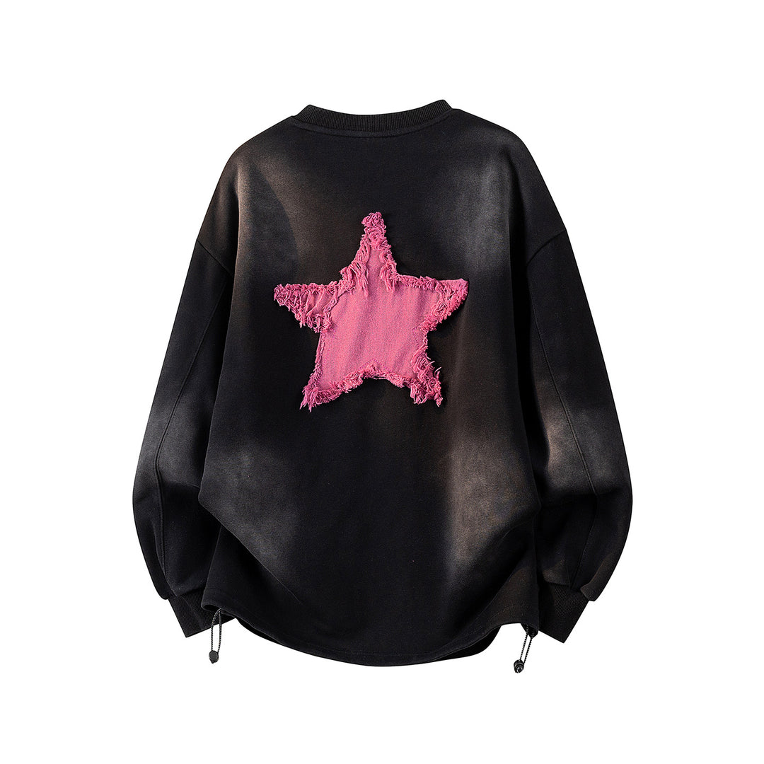 Damen Oversize-Sweatshirt mit gesticktem Schriftzug, abgerundetem Saum & überschnittener Schulter Echoarchiv