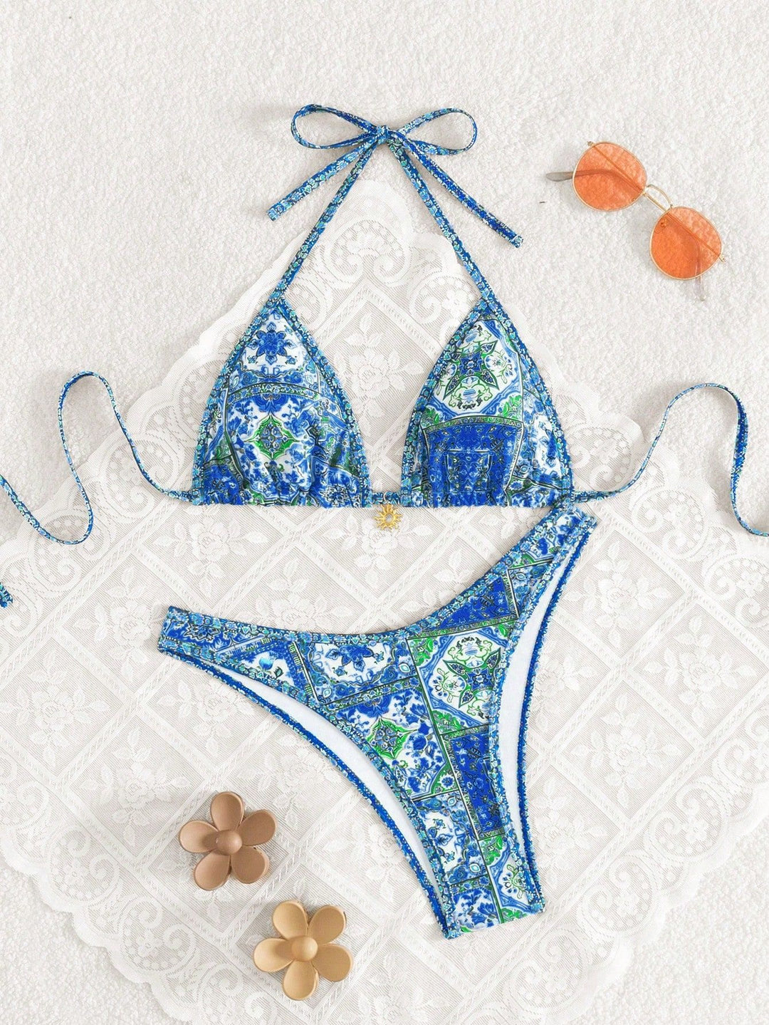 Damen Triangel-Bikini mit floralem Muster und raffinierten Details Echo Archiv
