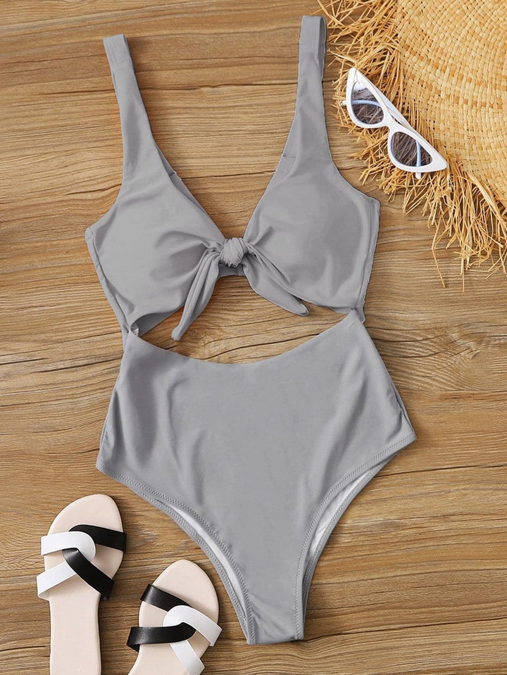 Damen Hochtaillierter Bikini mit verstellbaren Trägern und Knotendetail Echo Archiv