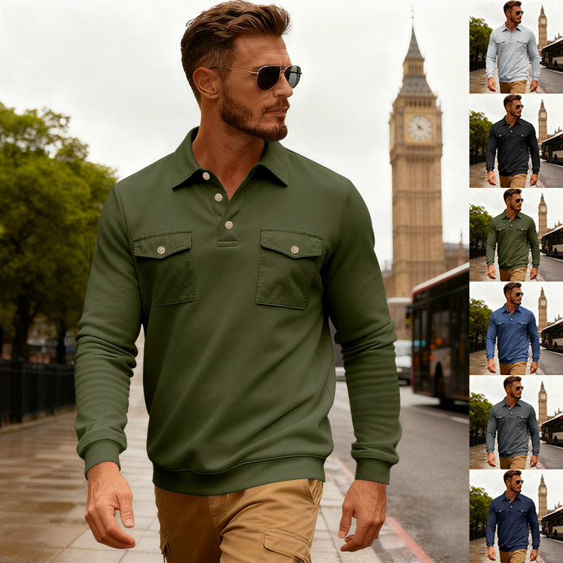 Herren elegantes Poloshirt mit praktischen Brusttaschen und hochwertigem Baumwollmix Echoarchiv
