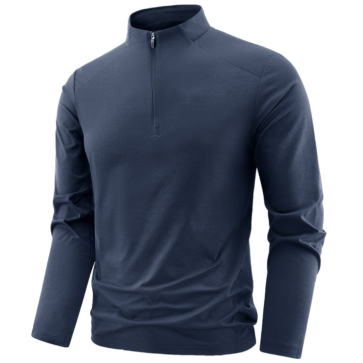 Herren Langarm-Performance-Halbzip-Trainingsshirt mit Stehkragen und atmungsaktivem Funktionsmaterial Echoarchiv