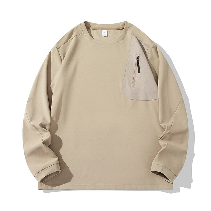 Unisex Oversize Langarm‑Sweatshirt mit Brustreißverschlusstasche und Rundhalsausschnitt Echoarchiv