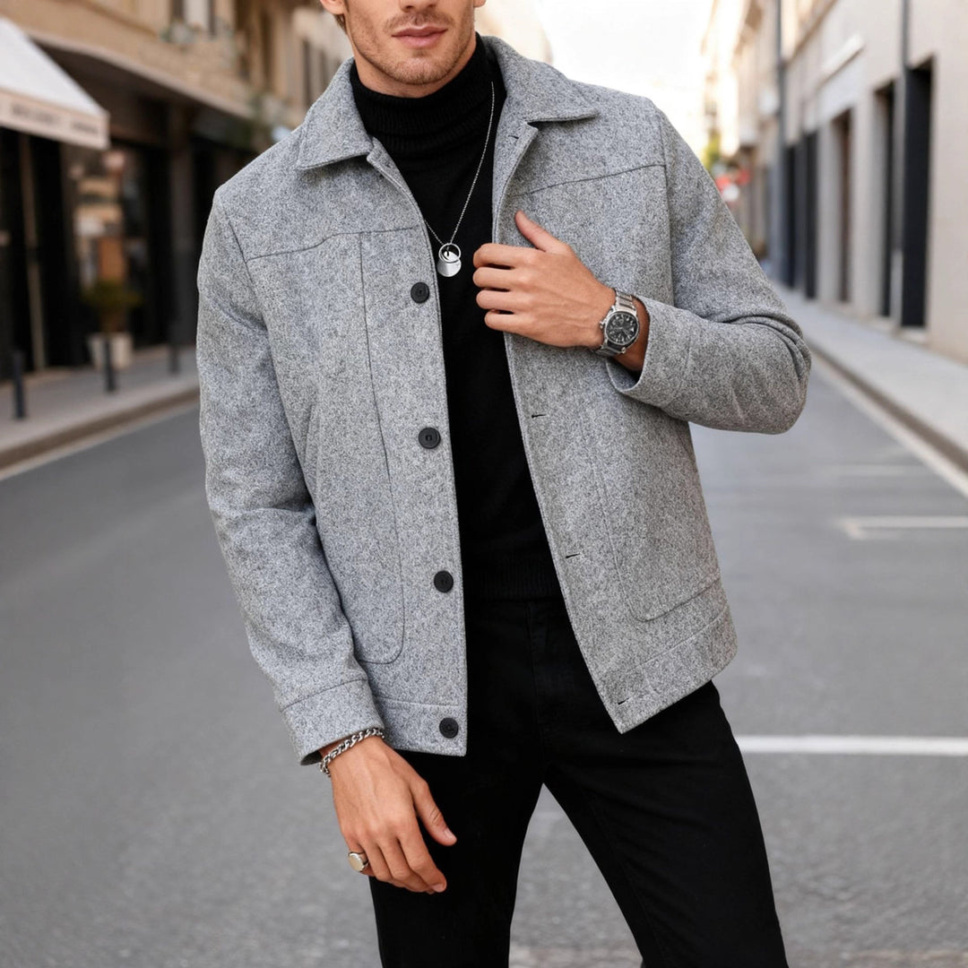 Herren nan moderner Trucker-Overshirt aus Velourslederimitat mit Ziernähten und aufgesetzten Taschen Echo Archiv