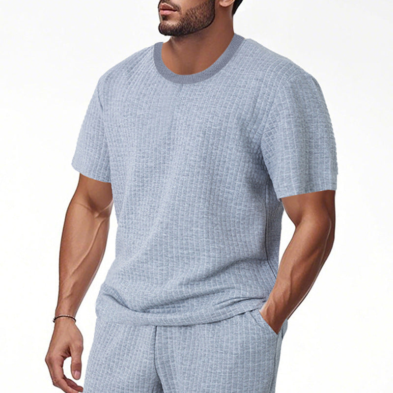Herren lässiges Kurzarm-Shirt mit strukturiertem Design Echoarchiv