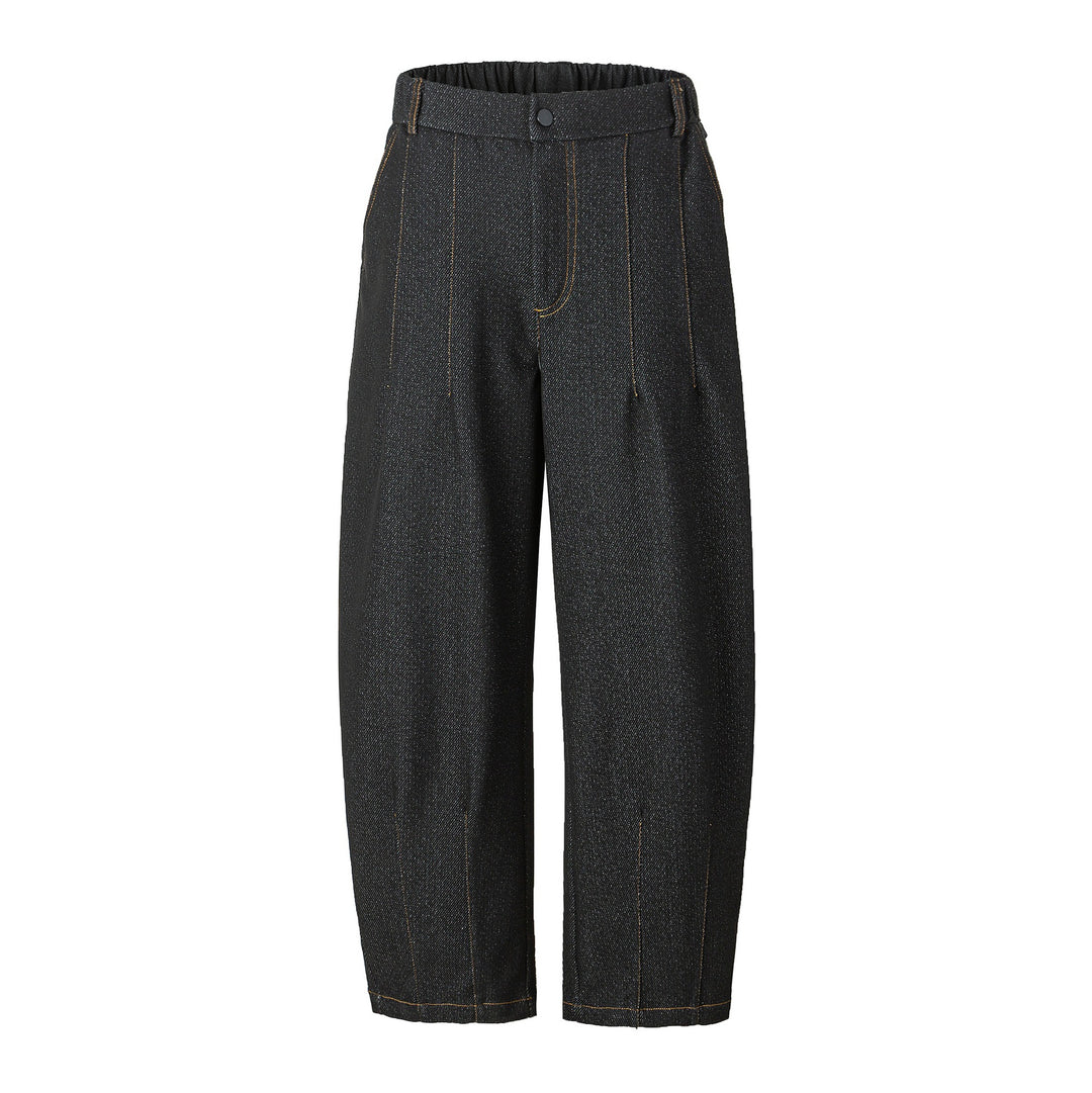 Damen Hochtaillierte weite Culotte-Hose mit Bügelfalte und elastischem Rückenteil Echoarchiv