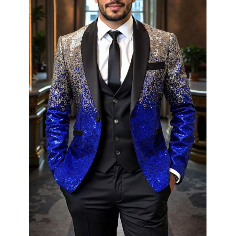Herren Glamouröser Paillettenblazer mit stylischem Schnitt und eleganten Akzenten Echoarchiv