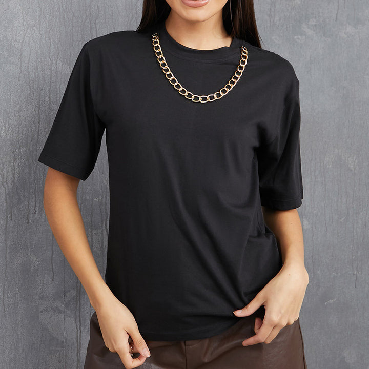 Damen Boxy-T-Shirt aus Jersey mit Rundhalsausschnitt, kurzem Arm und lässigem Oversize-Schnitt – Avérine