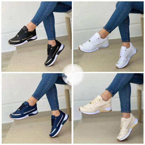 Damen nan elegante Lace-Up-Plateau-Sneaker mit versteckter Keilsohle und dämpfender EVA-Zwischensohle Echo Archiv