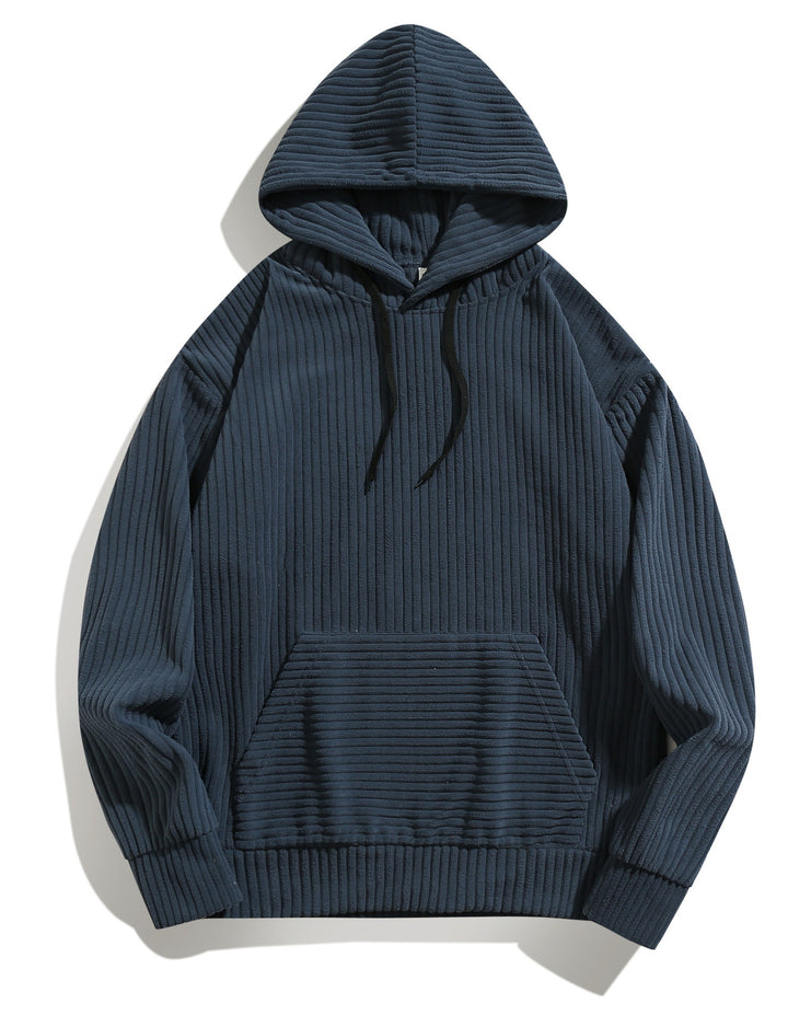 Herren lässiger Ripp-Hoodie mit praktischer Kängurutasche Echoarchiv