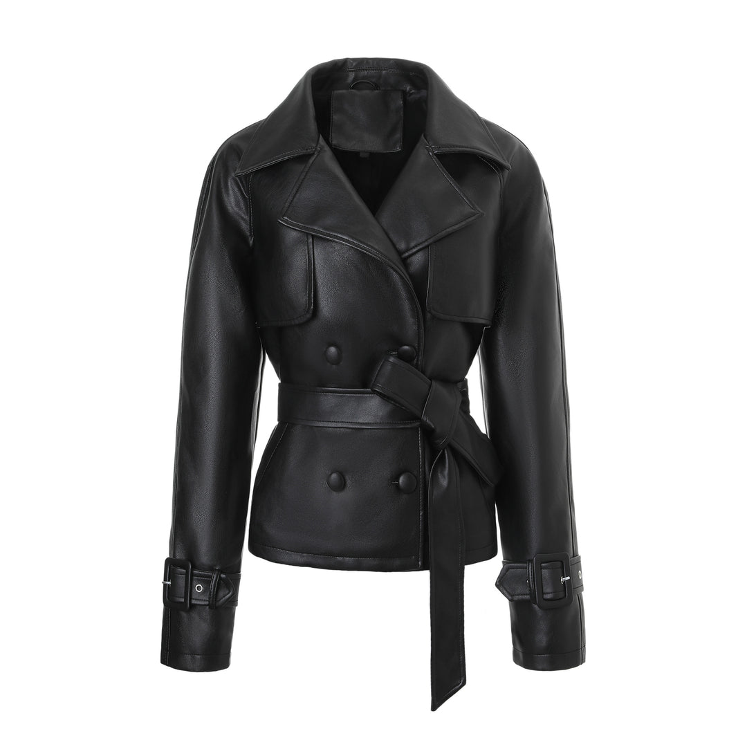 Damen Elegante Kunstlederjacke mit Gürtel Echo Archiv