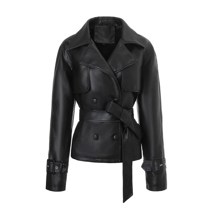 Damen Elegante Kunstlederjacke mit Gürtel Echo Archiv