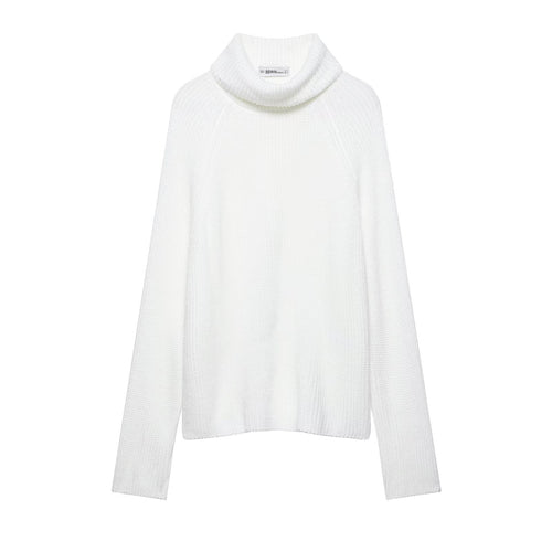 Damen Grobgestrickter kurzgeschnittener Rollkragenpullover im Boxy‑Schnitt Echoarchiv