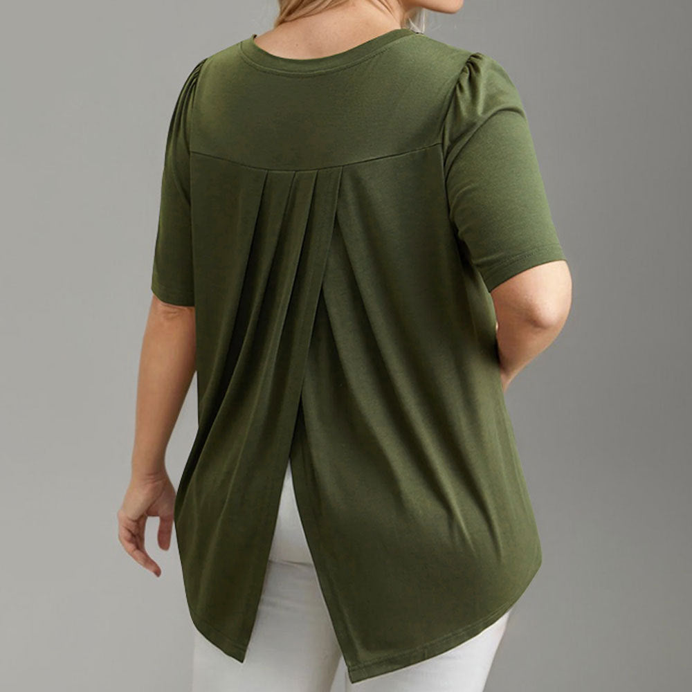 Damen Lässiges V-Ausschnitt T-Shirt mit Seitentaschen und weichem Material Echo Archiv