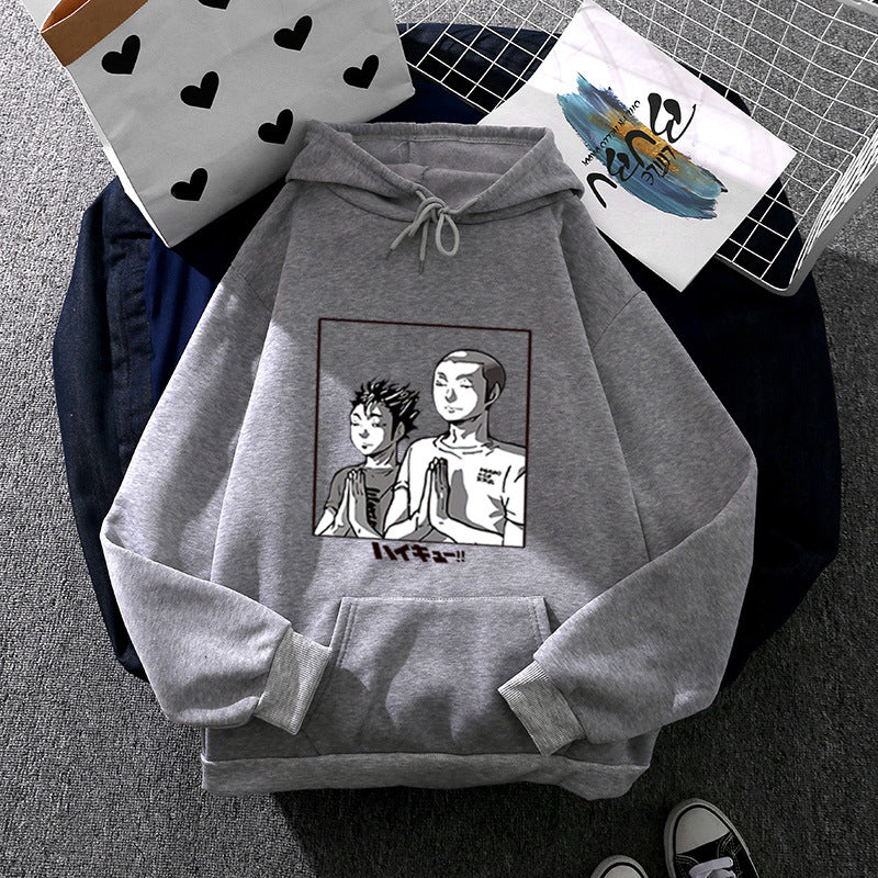 Damen weicher Kapuzenpullover mit großflächigem Manga-Panelprint und Kängurutasche – Auréline