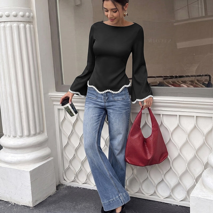 Damen Elegante Bluse mit Rüschenärmel Echo Archiv