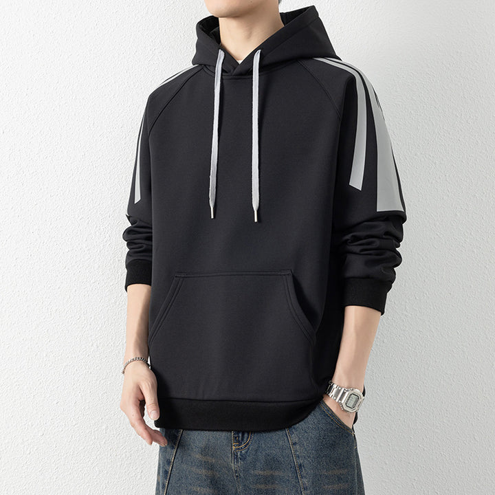 Herren Kapuzenpullover mit Raglanärmeln, Kängurutasche und Kontraststreifen Echo Archiv
