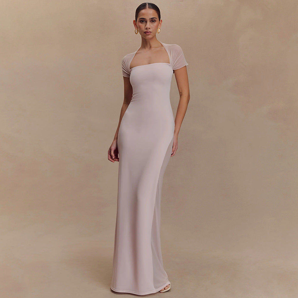 Damen elegantes Maxikleid mit schulterfreier Raffungen Echo Archiv