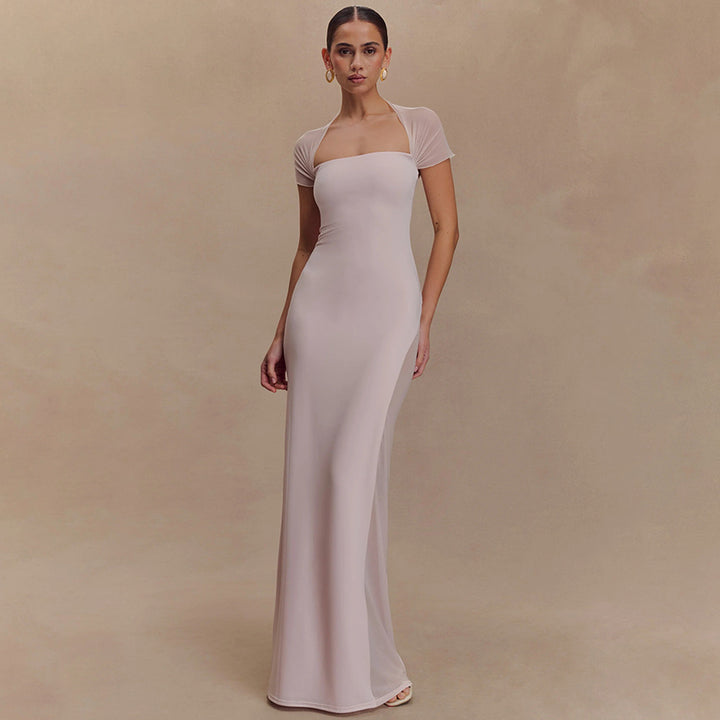 Damen elegantes Maxikleid mit schulterfreier Raffungen Echo Archiv