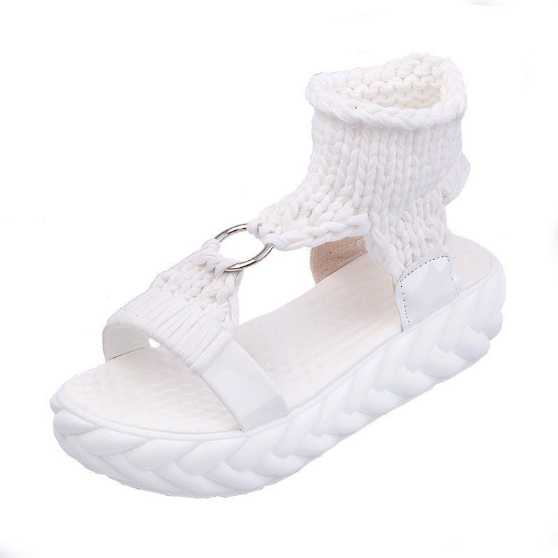 Damen nan handgewebte geflochtene Plateau-Sandalen mit ergonomischer Polstersohle Echo Archiv