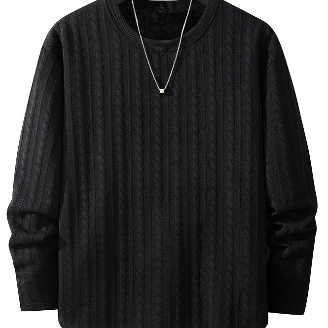 Herren Feinstruktur-Grobstrick Rundhals-Sweatshirt mit Zopfmuster & relaxed Schnitt Echoarchiv