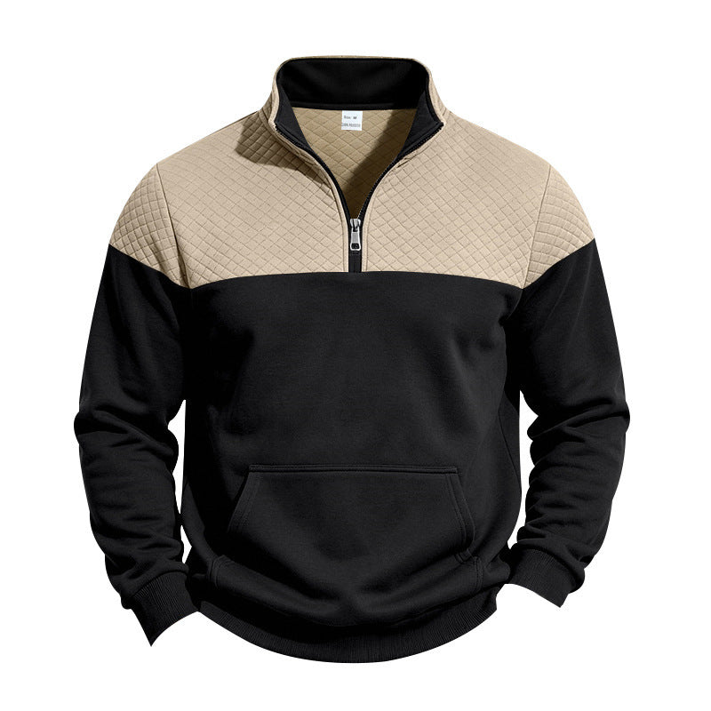 Herren Sweatshirt mit kurzem Reißverschluss, wattierter Brustpartie und Kängurutasche – Norvane