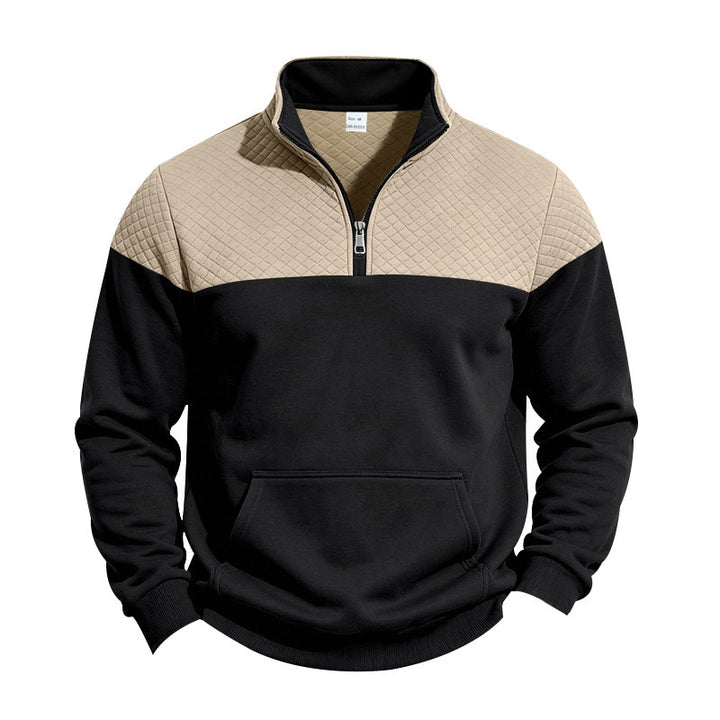 Herren Sweatshirt mit kurzem Reißverschluss, wattierter Brustpartie und Kängurutasche – Norvane