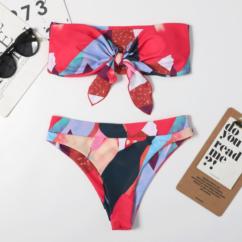 Damen Bandeau Bikini mit kreativen Mustern Echo Archiv