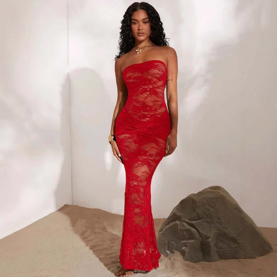 Damen Sexy Spitzenkleid mit figurbetontem Schnitt Echo Archiv