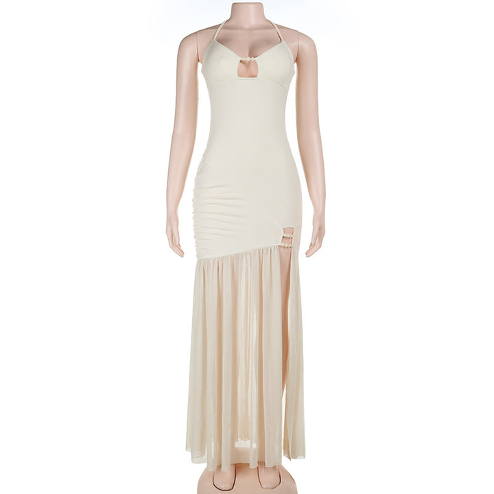 Damen Maxikleid mit aufregendem Schlitz und zartem Rüschensaum Echo Archiv