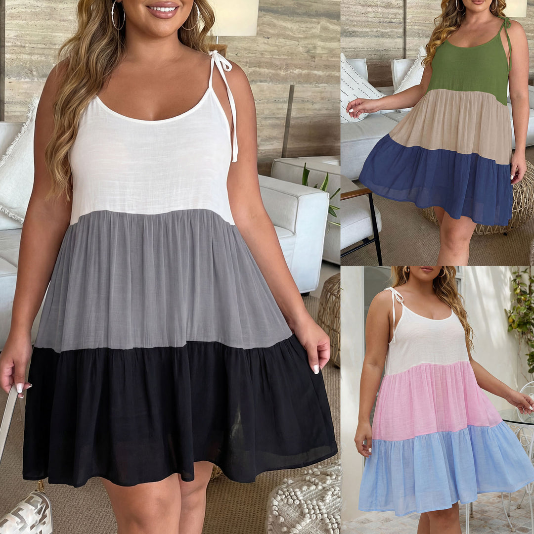 Damen luftiges Sommerkleid mit mehrfarbigen Rüschen und verstellbaren Trägern Echo Archiv
