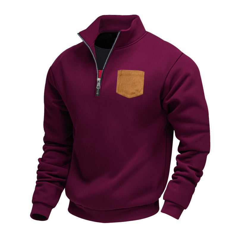 Herren Fleece-Pullover mit halbem Reißverschluss und praktischer Brusttasche Echoarchiv