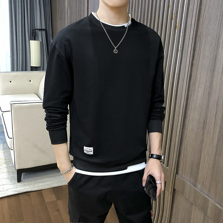 Herren lässiger Sweatshirt mit kontrastierendem Saum Echoarchiv