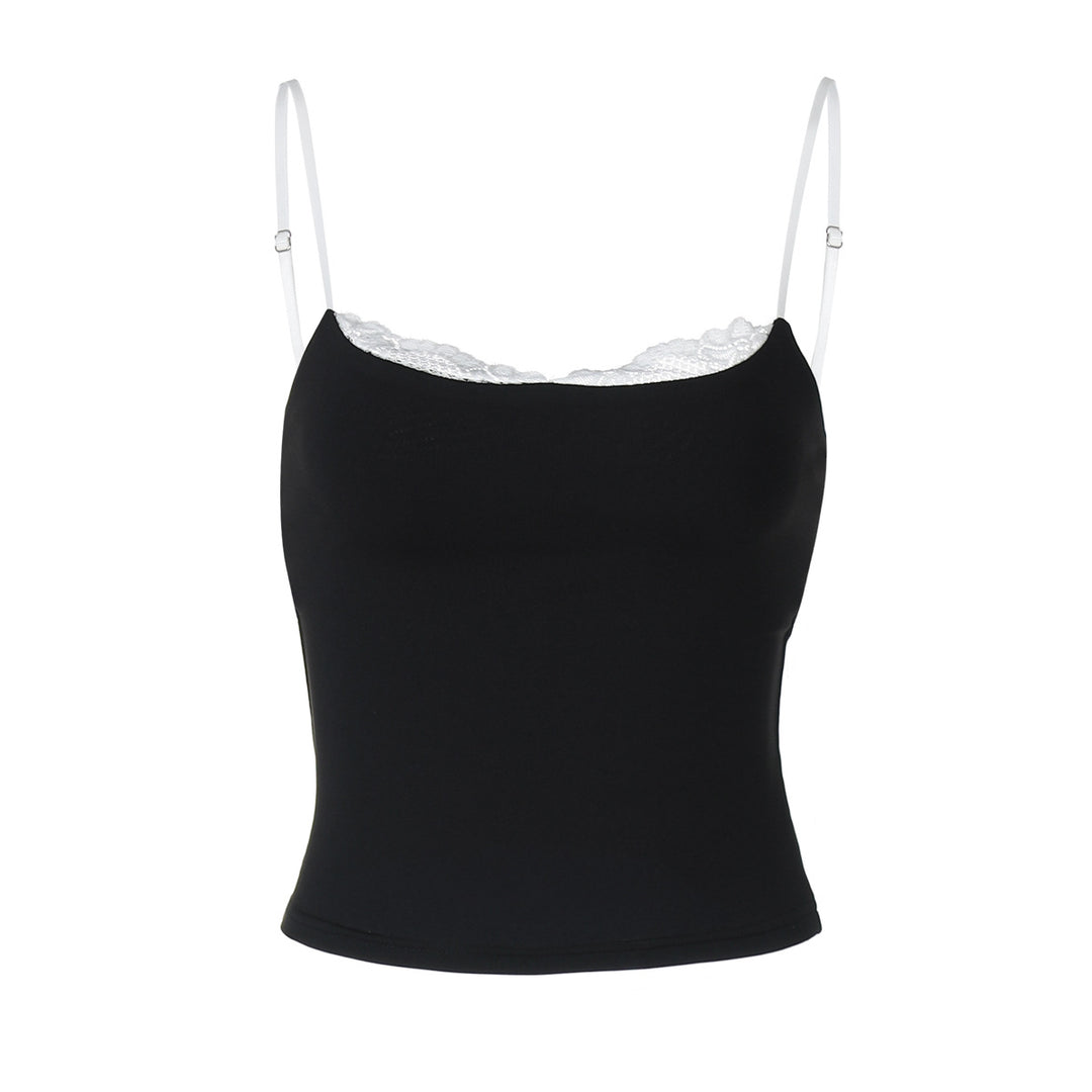 Damen Crop-Top mit zartem Spitzenrand und schmalen Trägern Echo Archiv