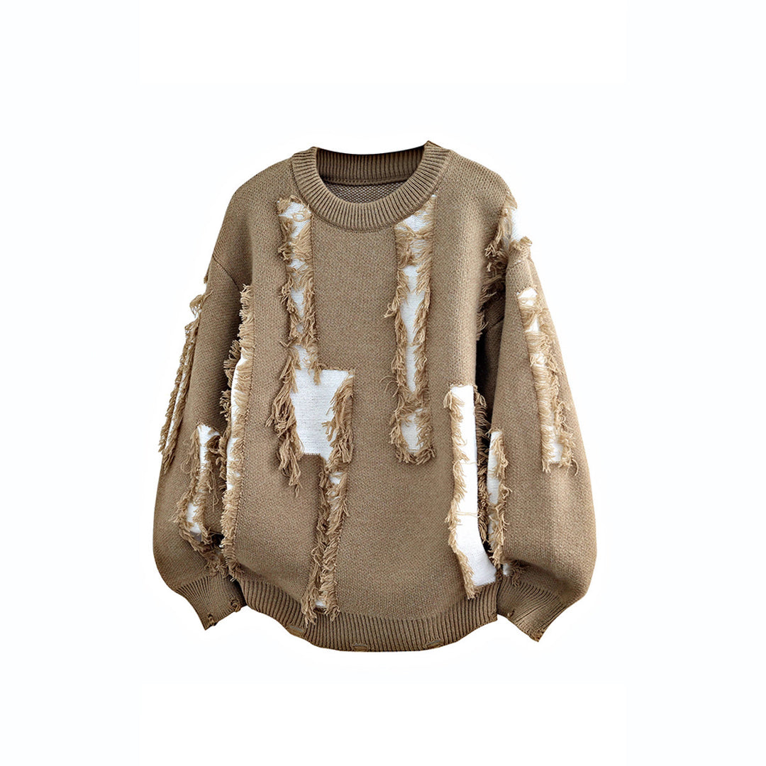 Herren Oversize Strickpullover mit Fransenapplikationen und Balloonärmeln Echo Archiv