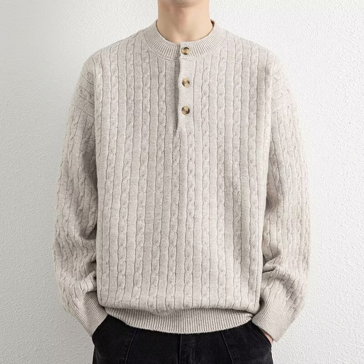 Herren Grobstrickpullover mit Knopfleiste Echoarchiv 1787964769