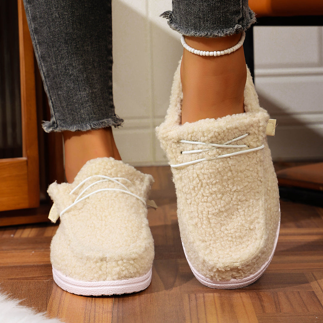 Damen Kuschelige Sherpa-Slipper mit flexibler Gummiaußensohle Echo Archiv