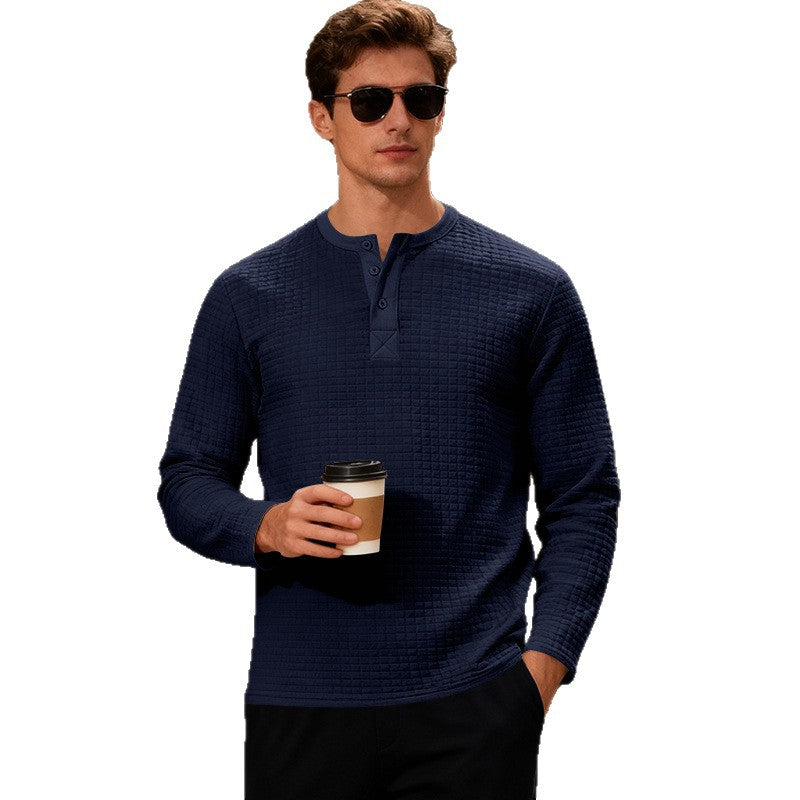 Herren Langarm-Henley-Shirt mit strukturiertem Design Echoarchiv